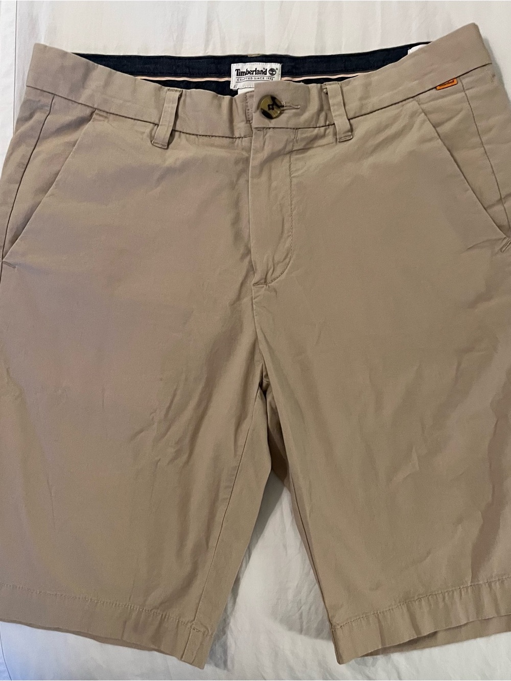 Timberland Men’s Khaki Chino Shorts Flat Front Hiking Adventure